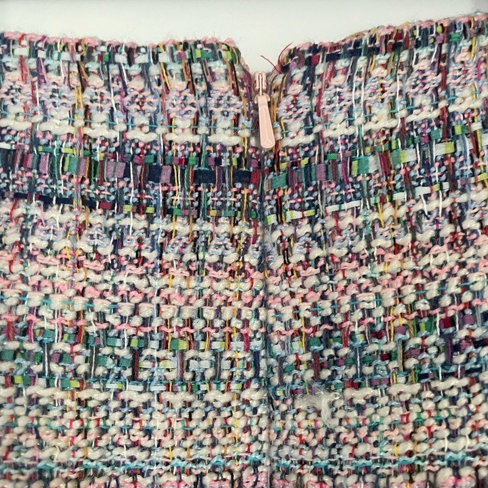 Anthropologie Hutch Pink Multicolor White Tweed Fringed Skirt, Size 2 - Picture 10 of 12